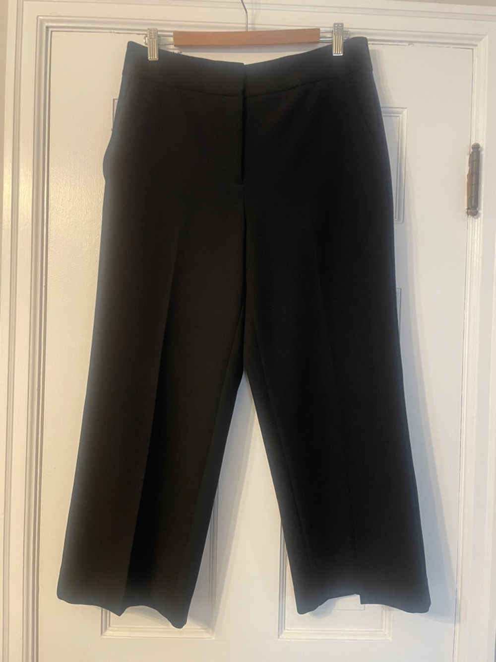 Ann Taylor Factory Black Cropped Wide-Leg Dress Pants